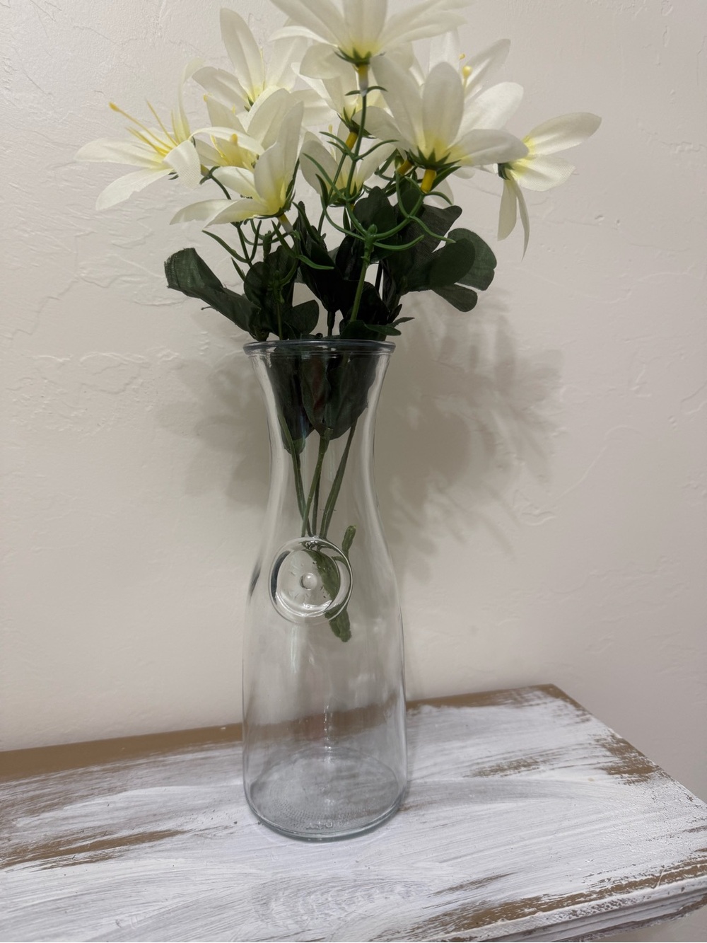 Clear Glass Carafe / Pitcher Vase – Approx. 10" Tall